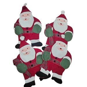 Pottery barn kids pbk santa placemat quilted applique set of 4 new